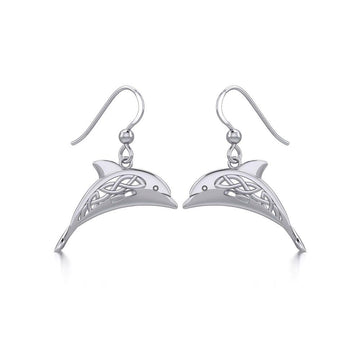 Celtic Joyful Dolphins Silver Earrings TER1951 - Jewelry